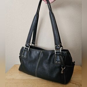 Classic Black Leather Shoulder Bag